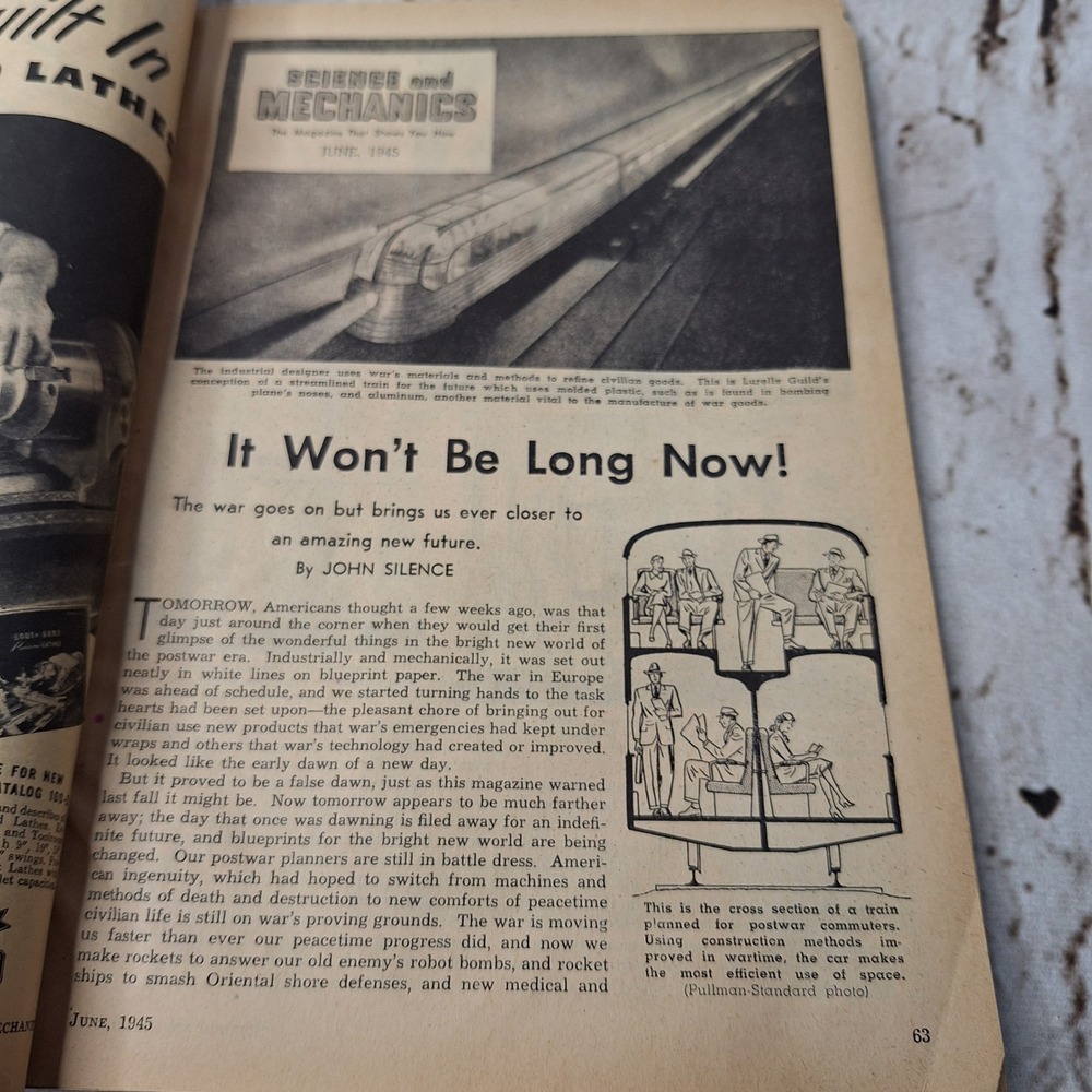 Vintage June 1945 Science and Mechanics Magazine Train of the Future DIY Plans - Picture 6 of 10